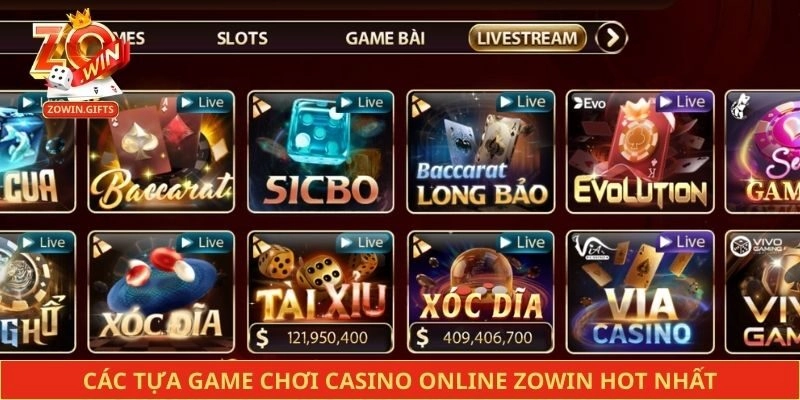 Các tựa game chơi casino online Zowin hot nhất