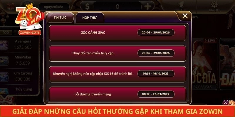 Giải đáp những câu hỏi thường gặp khi tham gia Zowin